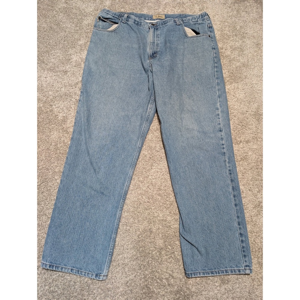 LL Bean‎ Jeans Mens 40x32 Light Blue Straight Leg Relaxed Fit Denim Classic Work